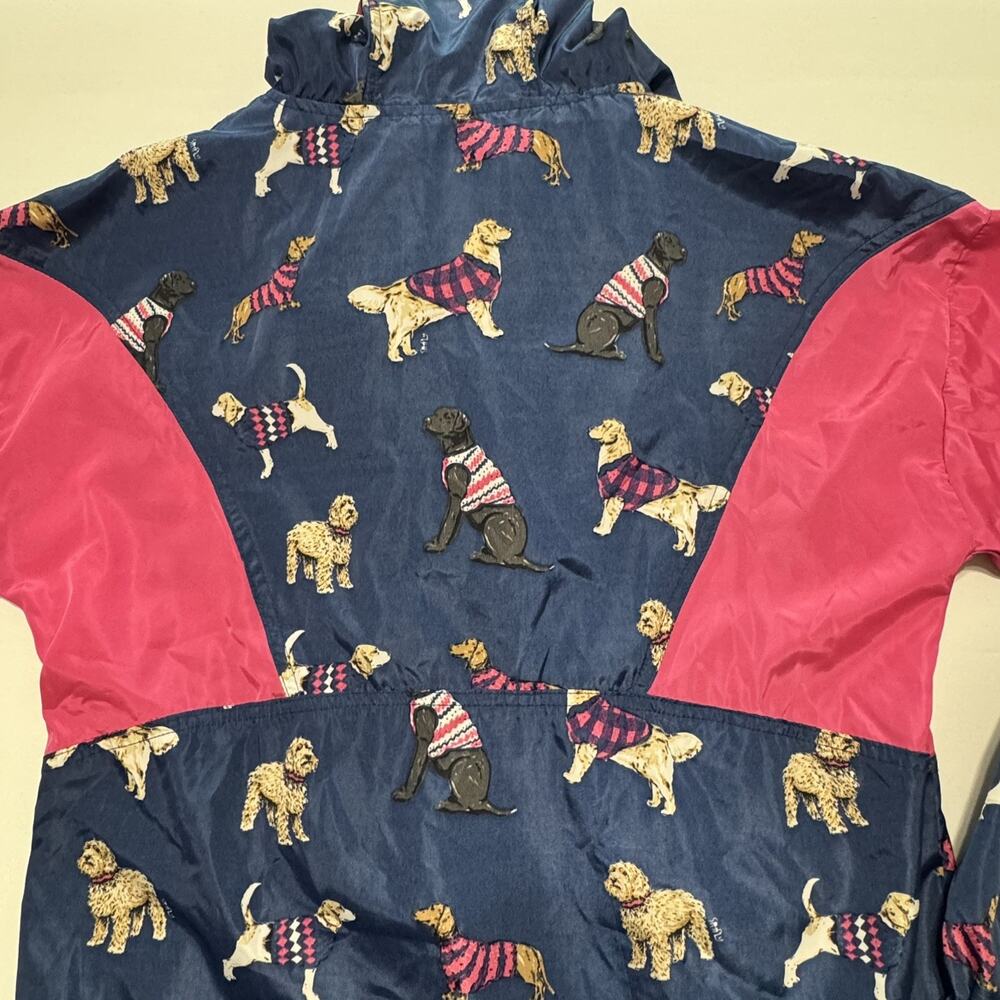 Simply Southern Women's Large Blue Dog Print Anorak Jacket Hood Zip Snap Pockets - Picture 6 of 16